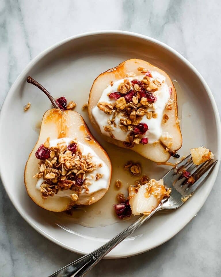 Easy Baked Pears with Maple Vanilla and Crunchy Granola Recipe