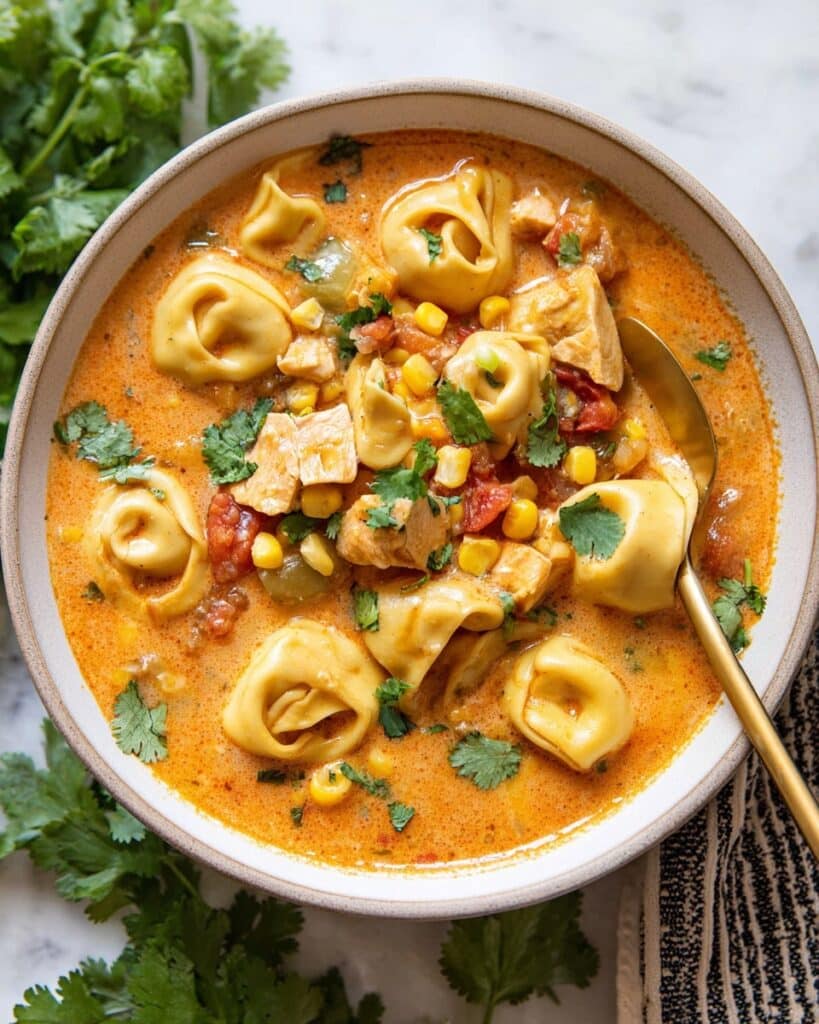 Creamy Southwest Chicken Tortellini Soup with Cottage Cheese Recipe
