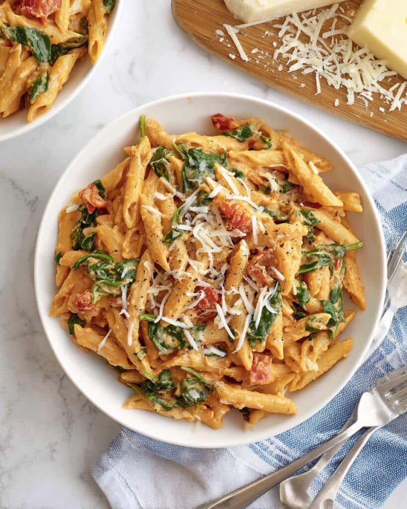 Creamy Tomato and Spinach Pasta Recipe