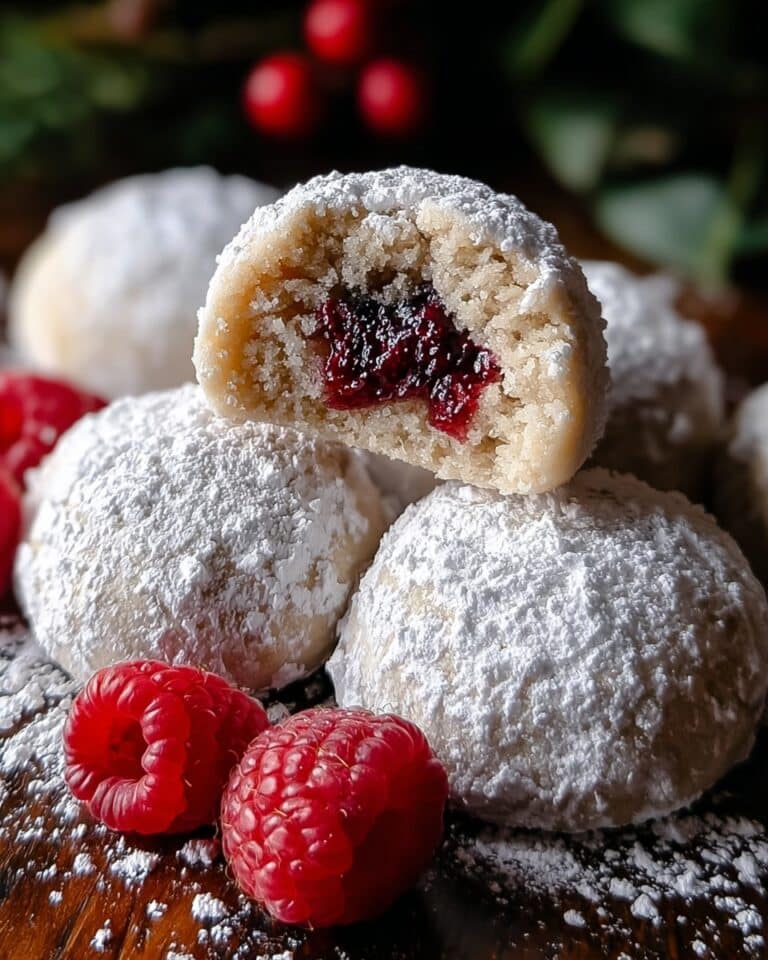 Raspberry Filled Almond Snowball Cookies Recipe