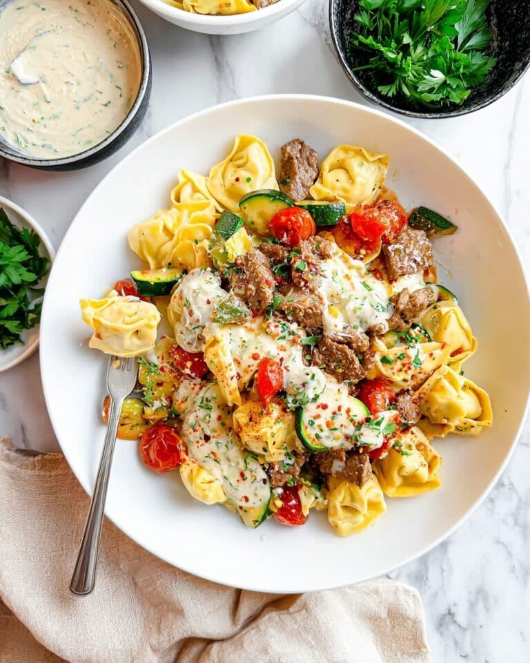 Garlic Parmesan Steak Tortellini Recipe