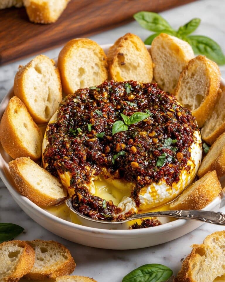 Savory Baked Brie with Sun-Dried Tomato Pesto Recipe