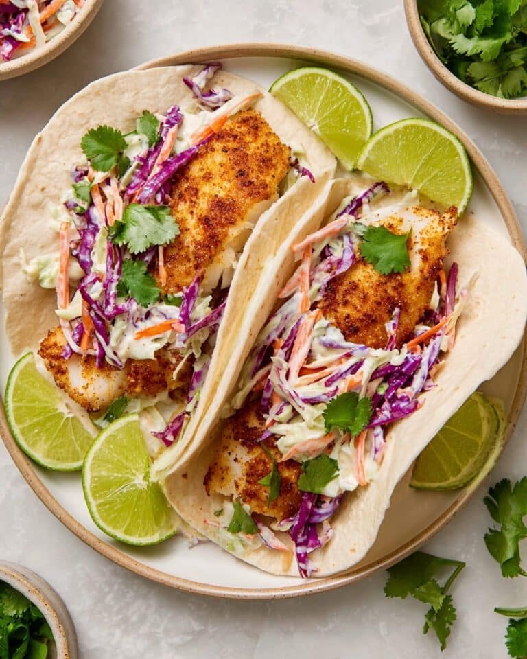 Air Fryer Fish Tacos with Cilantro Lime Slaw Recipe