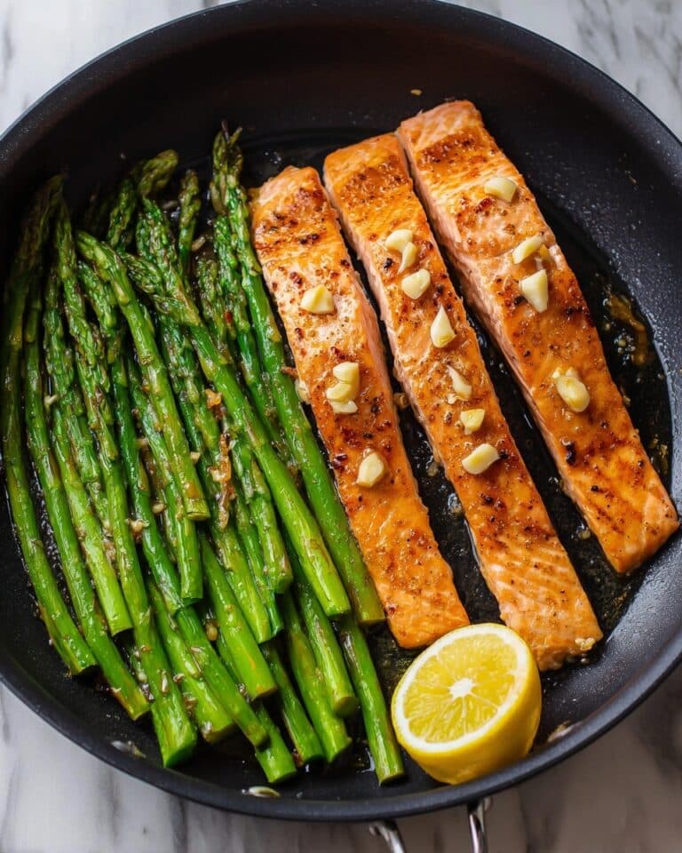 One Pan Lemon Garlic Salmon and Asparagus Recipe