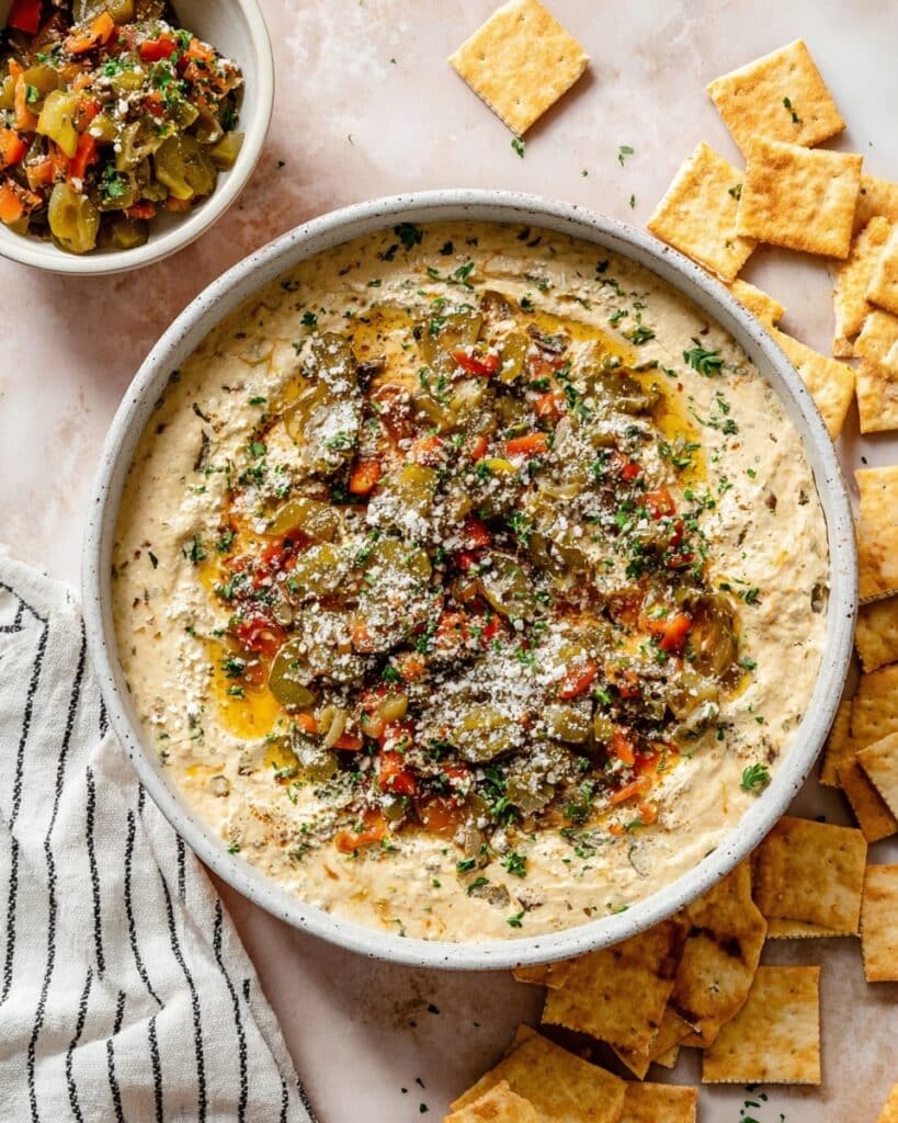 High Protein Cottage Cheese Giardiniera Dip Recipe
