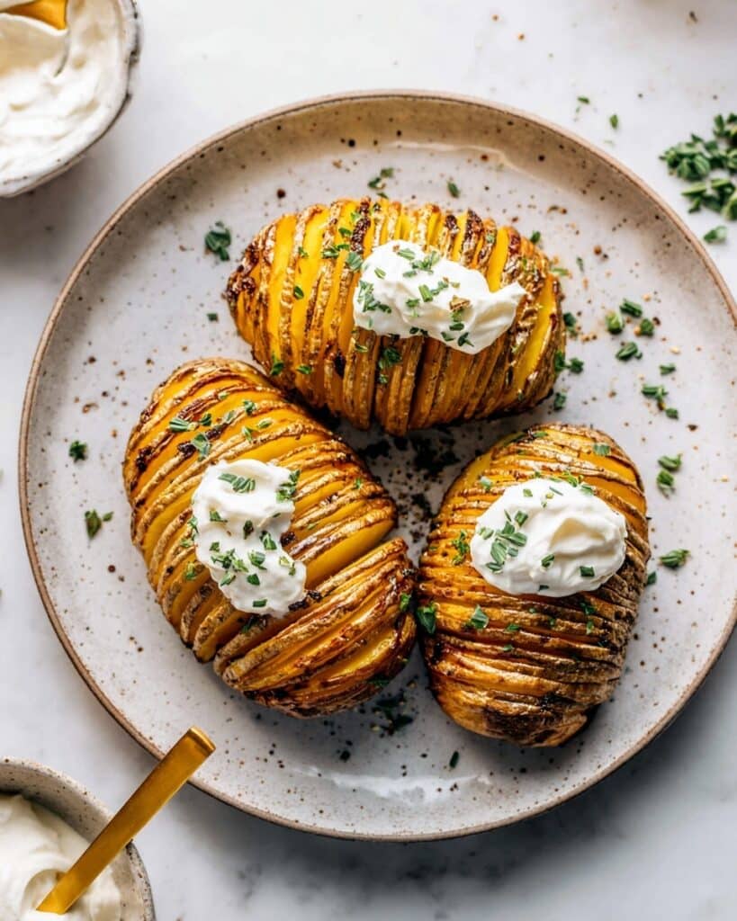 Air Fryer Hasselback Potatoes with Garlic Herb Butter Recipe