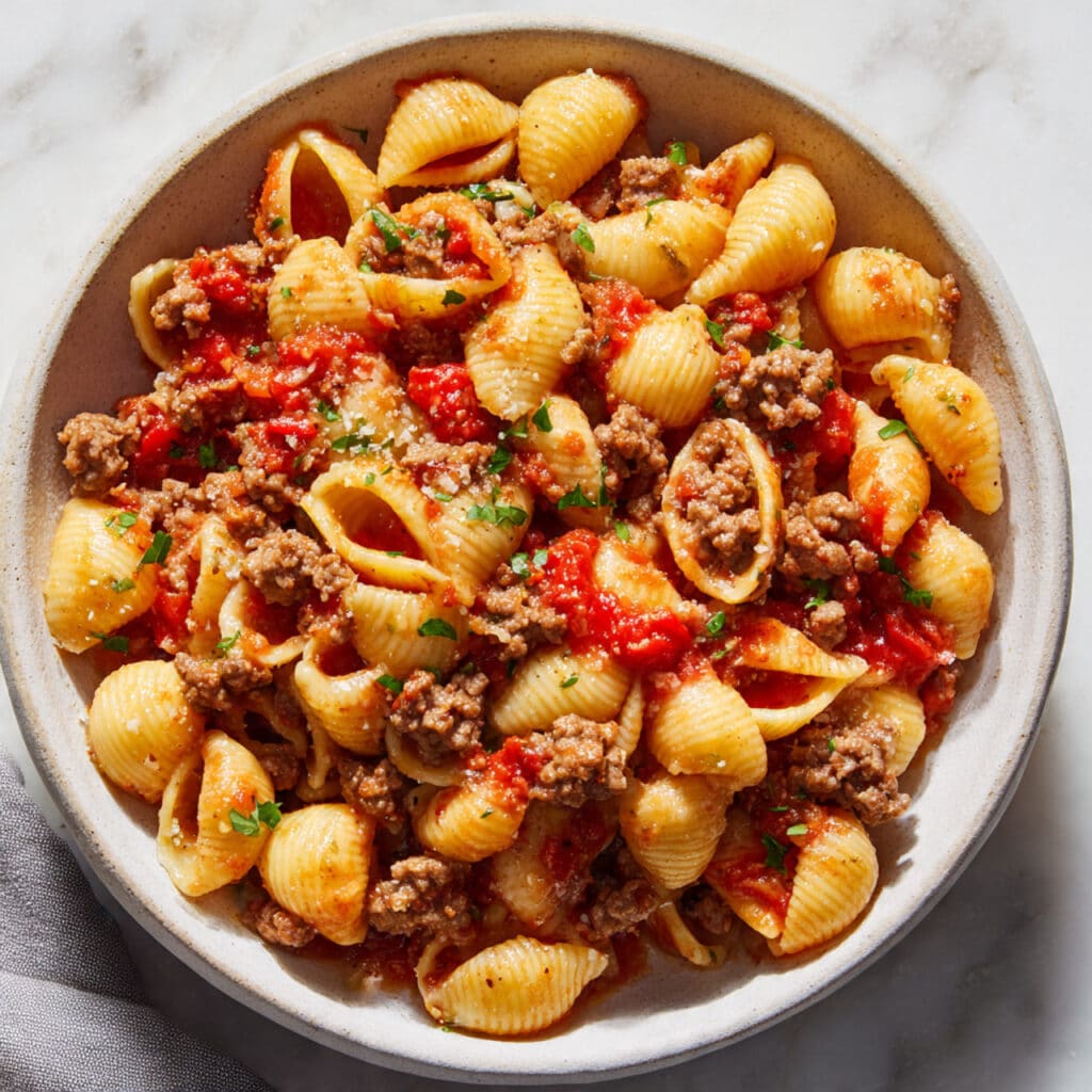 Easy Creamy Beef and Shells Recipe