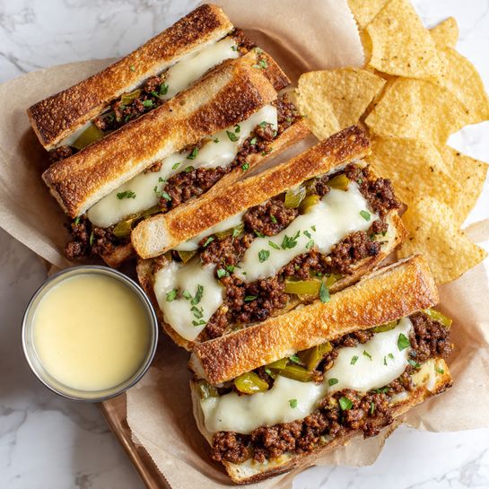Easy Ground Beef Philly Cheesesteak Sandwiches Recipe
