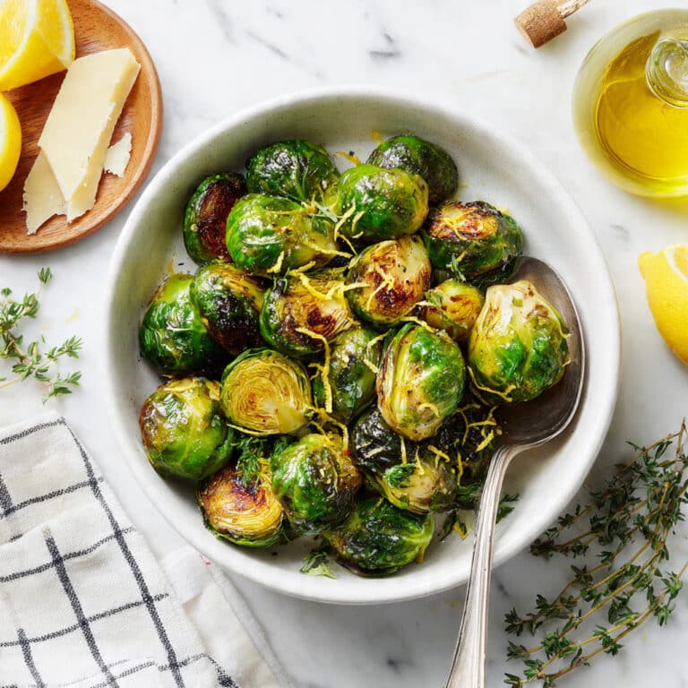 Roasted Brussels Sprouts with Lemon, Parmesan, and Thyme Recipe