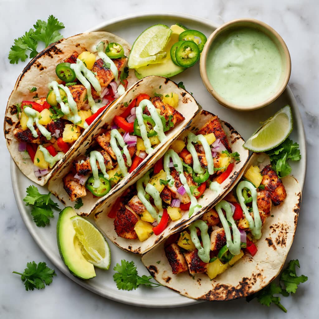 Chili Lime Chicken Tacos with Grilled Pineapple Salsa Recipe