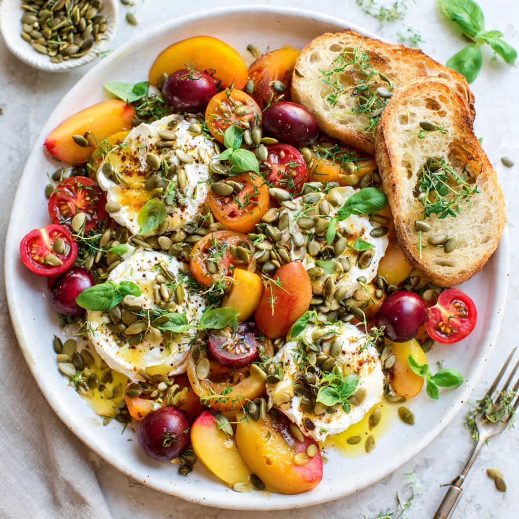 Tomato, Peach, and Burrata Salad Recipe