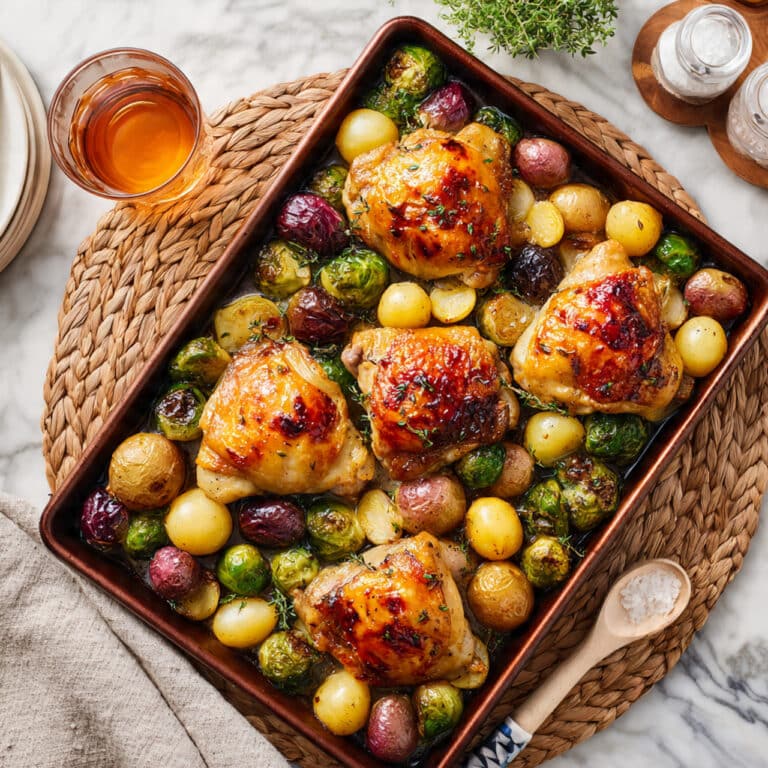 Sheet Pan Chicken Thighs with Brussels Sprouts and Potatoes Recipe