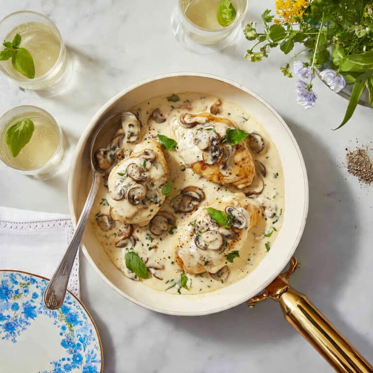 30-Minute Skillet Chicken with Thyme Parmesan Mushroom Gravy Recipe