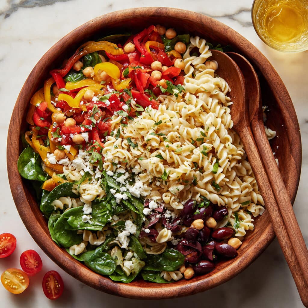 Italian Pasta Salad with Chickpeas, Veggies, and Zesty Italian Dressing Recipe