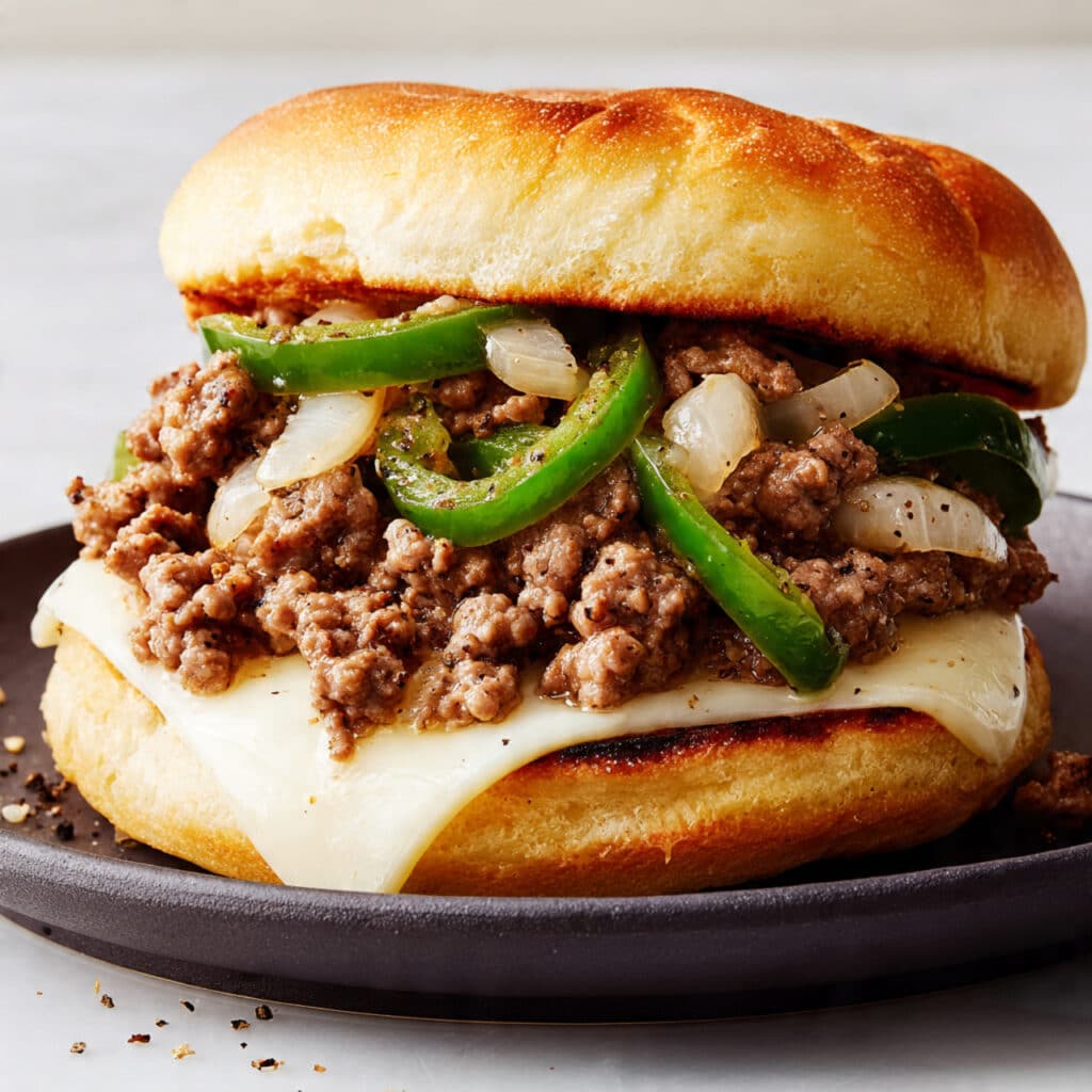 Ground Beef Cheesesteak Sandwiches Recipe