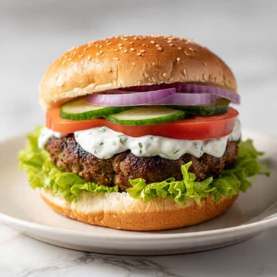 Greek Feta Turkey Burgers with Tzatziki Sauce Recipe