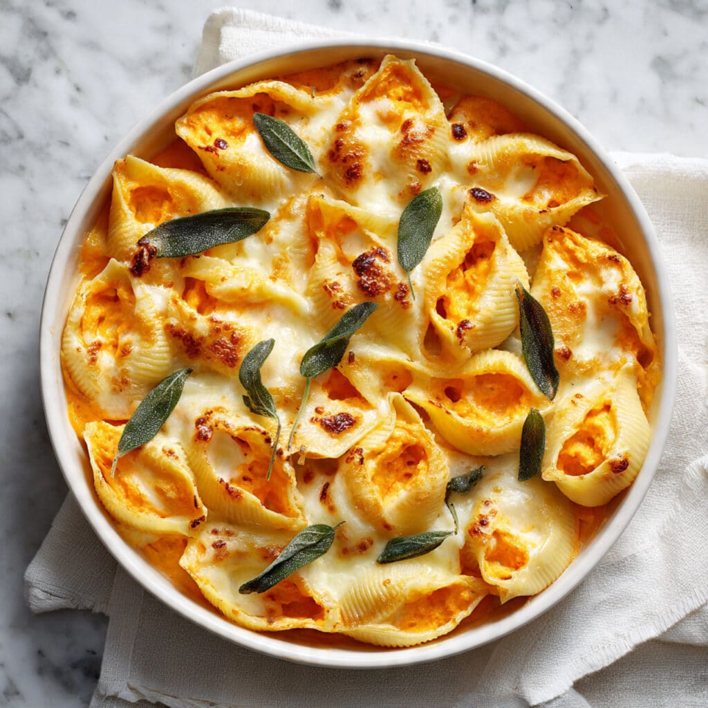 Pumpkin & Gouda Stuffed Shells with Brown Butter Sage Alfredo Recipe