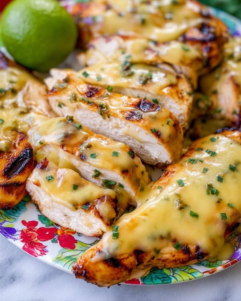 Grilled Chicken with Salsa Verde Marinade and Melted Pepper Jack Cheese Recipe