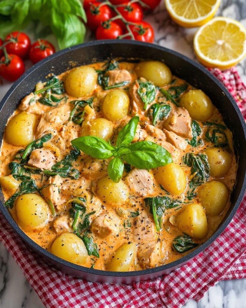 Creamy Salmon Gnocchi in Tomato Spinach Sauce Recipe