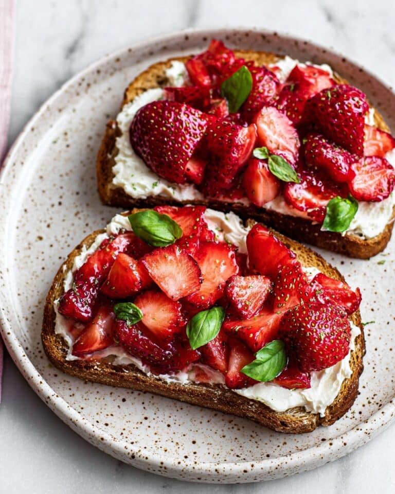 Roasted Strawberry Ricotta Toast with Fresh Basil Recipe