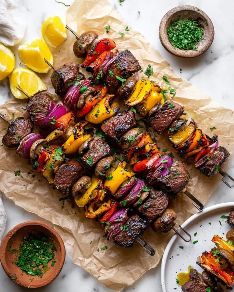 Grilled Steak Kabobs with Colorful Vegetables and Flavorful Marinade Recipe