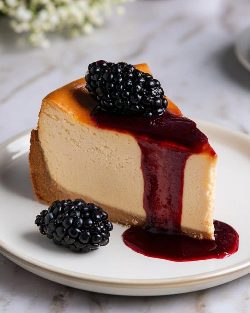 London Fog Basque Cheesecake with Blackberry Sauce Recipe