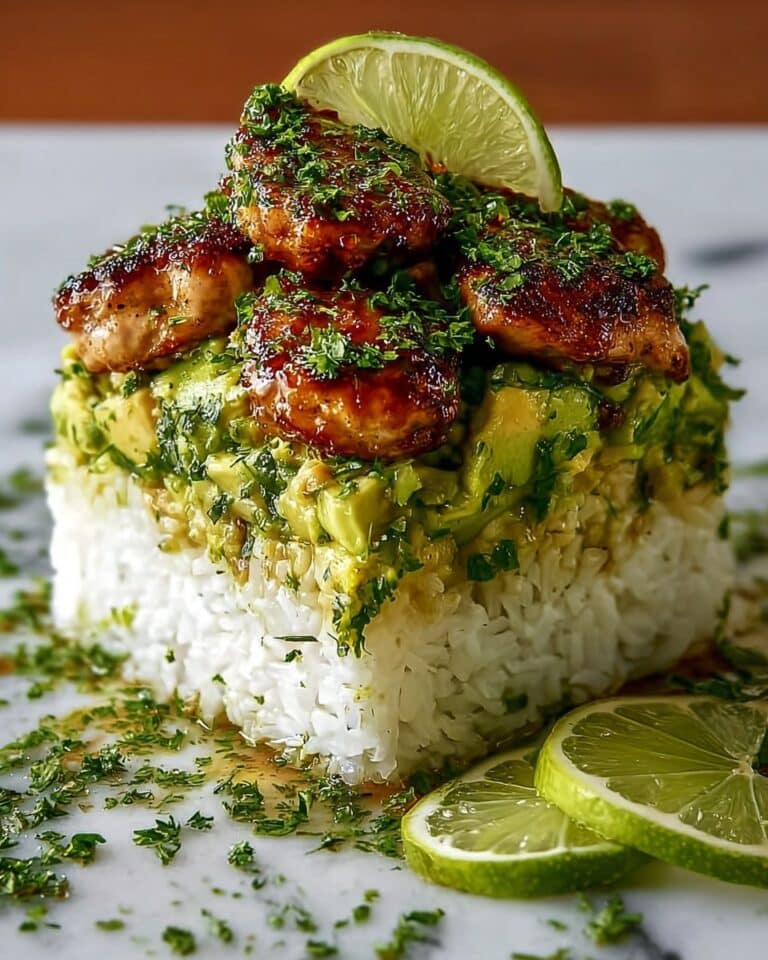 Honey Lime Chicken and Avocado Rice Stack Recipe