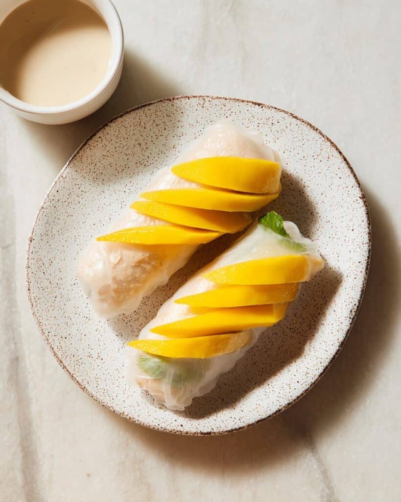 Mango Sticky Rice Rolls with Coconut Sauce Recipe
