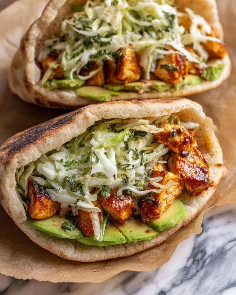 Sheet Pan Chicken Pitas with Herby Ranch Slaw Recipe