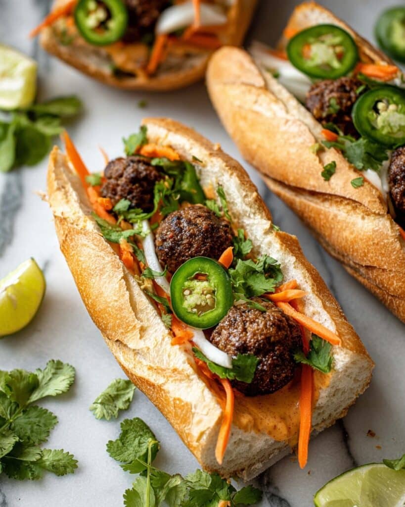 Banh Mi Sandwiches with Ground Beef Meatballs Recipe