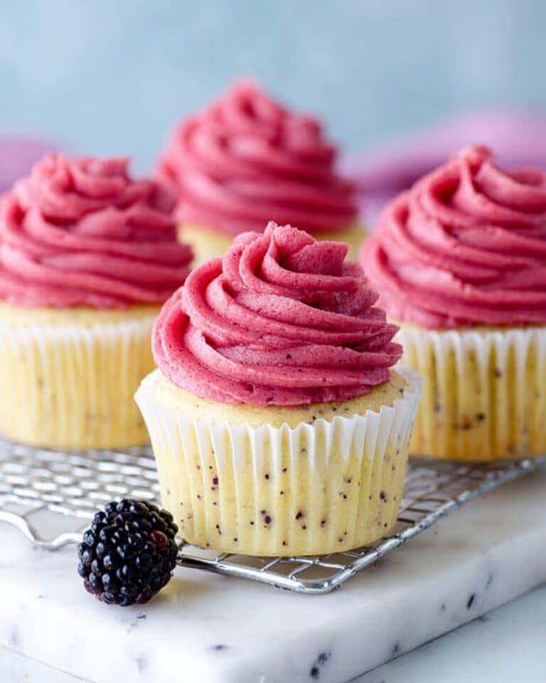 Lemon Poppy Seed Cupcakes with Blackberry Frosting Recipe