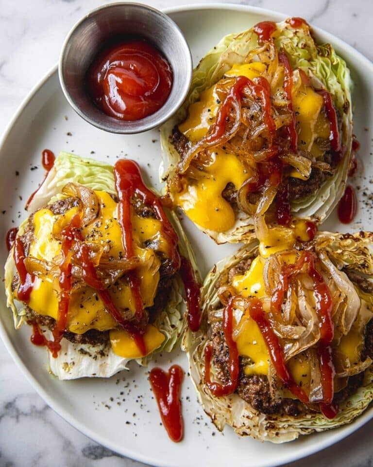 Sheet Pan Cabbage Burgers with Guinness Caramelized Onions Recipe