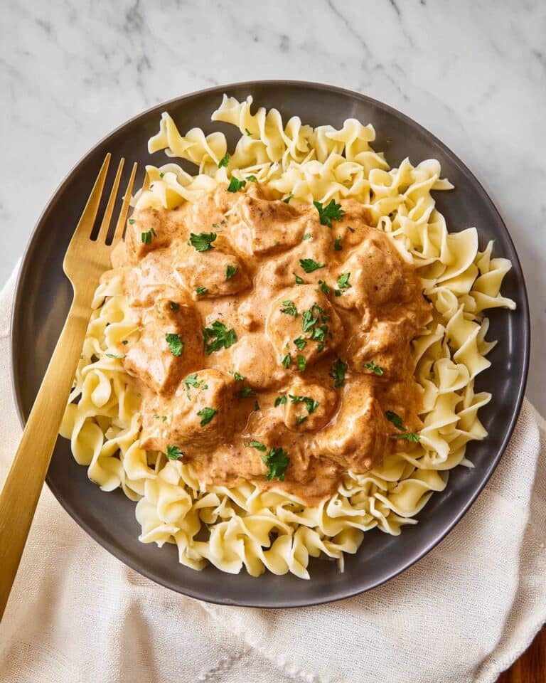 Easy Chicken Paprikash Over Buttered Egg Noodles Recipe