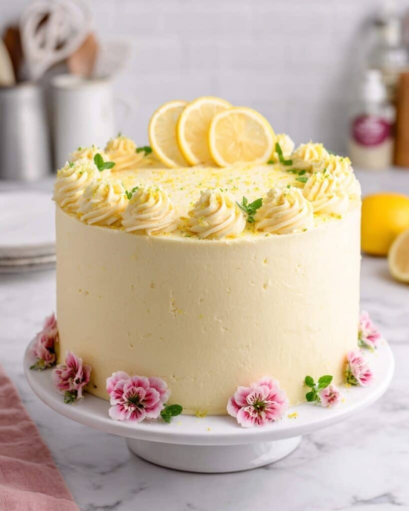 Soft & Moist Lemon Cake with Lemon Buttercream Frosting Recipe