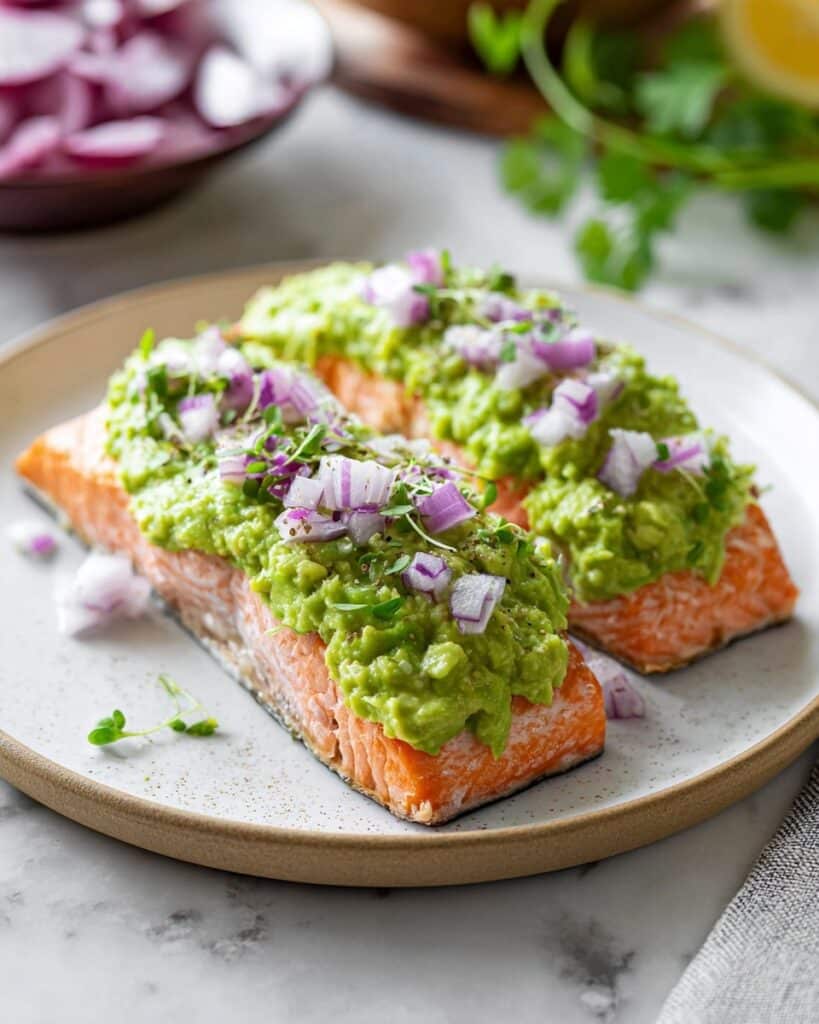 Baked Salmon with Avocado Mash Recipe