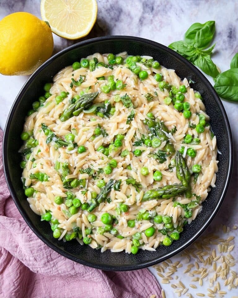 One Pot Orzo with Asparagus and Peas Recipe