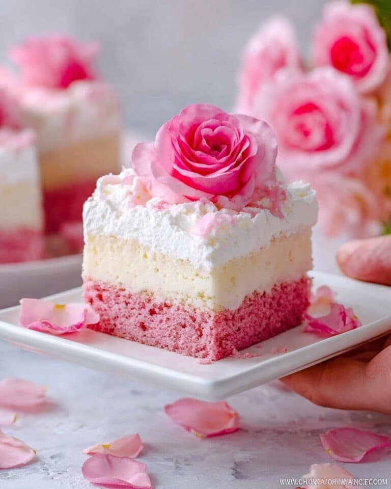 Rose Poke Cake with Rosewater and Whipped Cream Recipe