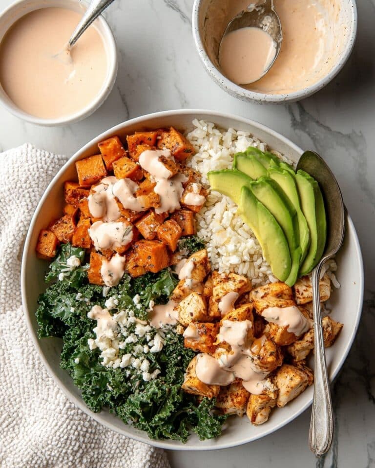 Roasted Chicken, Sweet Potato, and Kale Bowls with Creamy Chipotle Sauce Recipe
