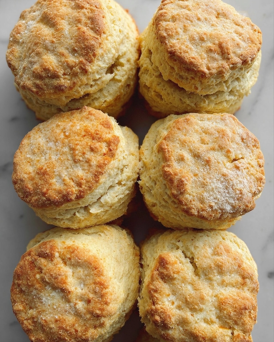 The image shows eight golden-brown biscuits arranged closely together in two vertical columns of four on a white marbled surface. Each biscuit has a rough, crumbly texture with a slightly cracked top and a light dusting of flour. The biscuits have a round shape with uneven edges and a warm, baked color that ranges from pale yellow to golden brown with some darker, toasted spots. The top layer appears flaky and soft, suggesting a fresh bake. Photo taken with an iphone --ar 4:5 --v 7