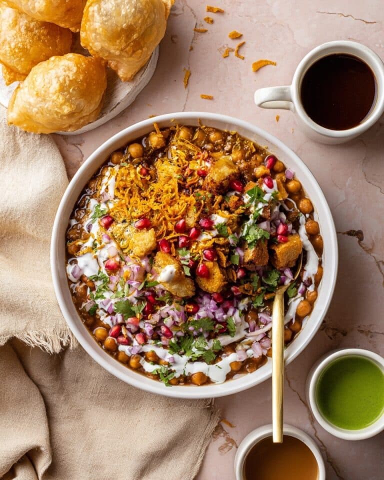 Samosa Chaat with Spiced Chickpeas and Tangy Chutneys Recipe
