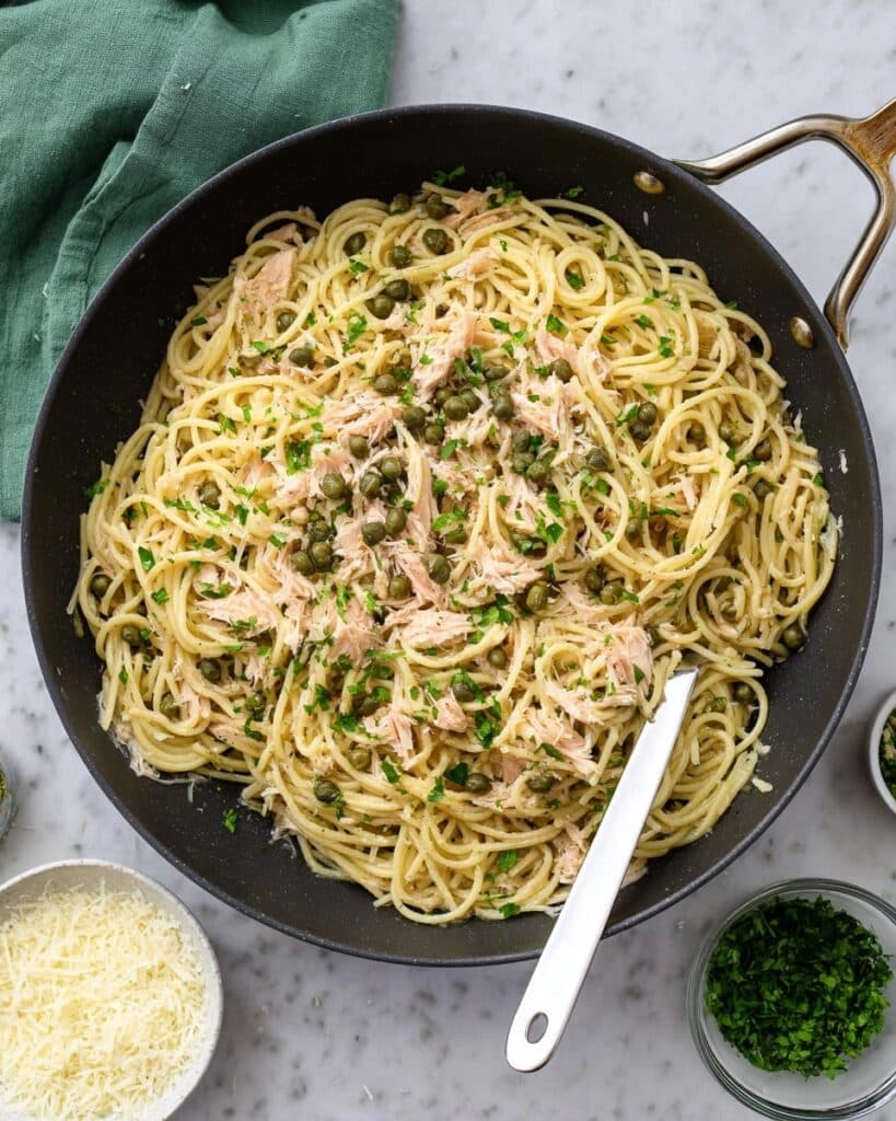 Tuna Pasta with Lemon, Capers, and Parsley Recipe