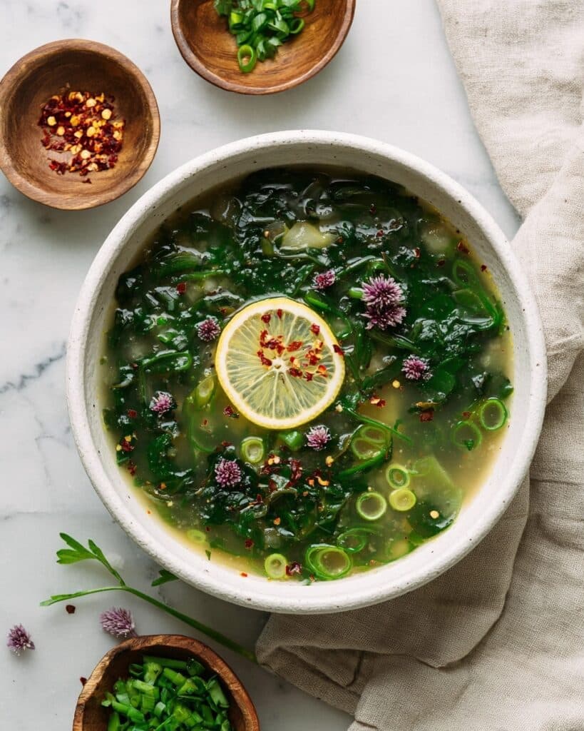 Roasted Garlic Miso Soup with Greens Recipe