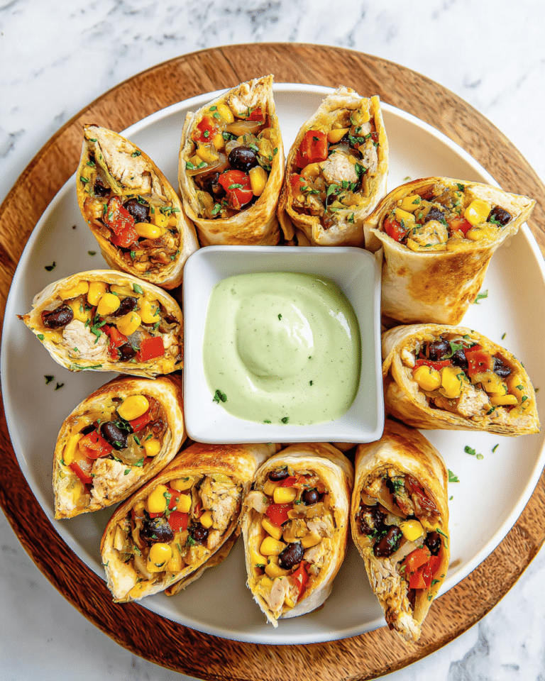 Southwest Chicken Egg Rolls with Avocado Dipping Sauce Recipe