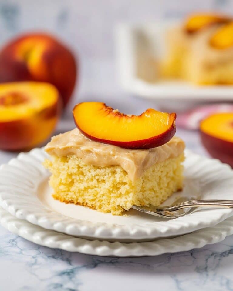 Brown Sugar Peach Cake with luscious Peach Glaze Recipe