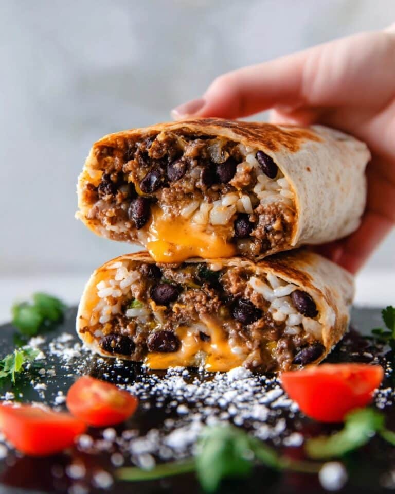 Beef Burrito Recipes with Cilantro-Lime Rice and Toppings Recipe