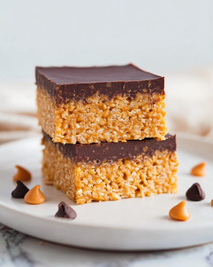 Scotcheroos Rice Krispies Cereal Bars with Butterscotch and Chocolate Topping Recipe