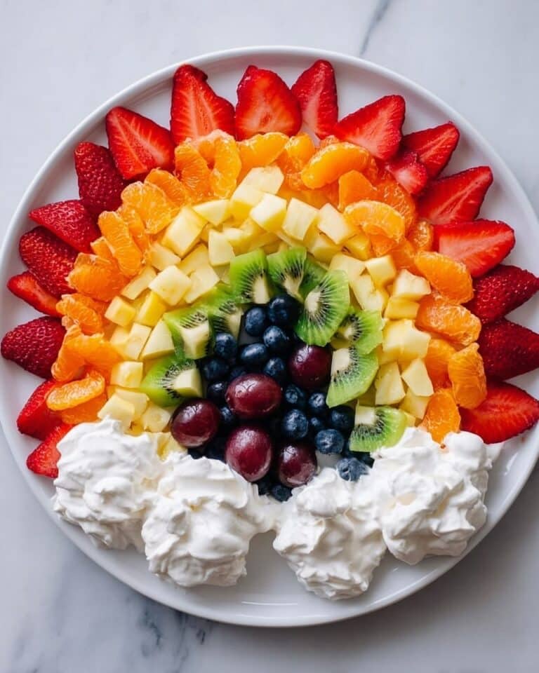 Fruit Rainbow Tray with Cream Cheese and Marshmallow Dip Recipe