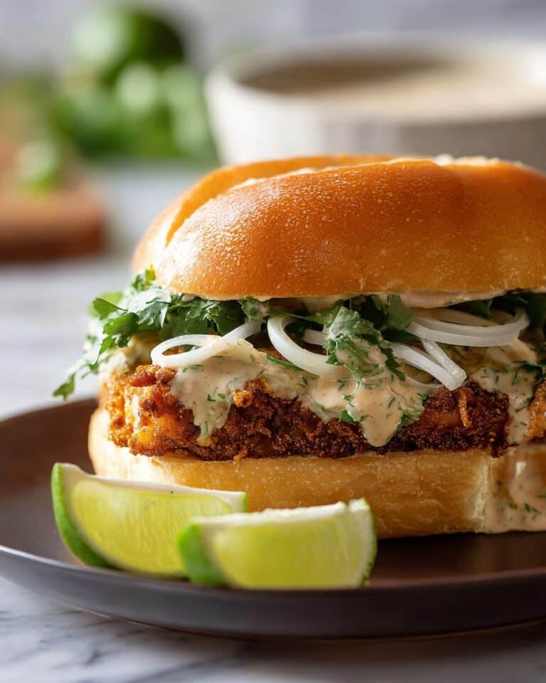 Crispy Cilantro Lime Chicken Sandwich with Cucumber Salad and Zesty Sauce Recipe