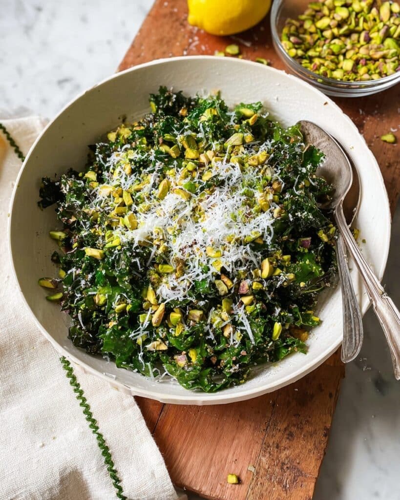 Kale Salad with Roasted Pistachios and Parmesan Recipe
