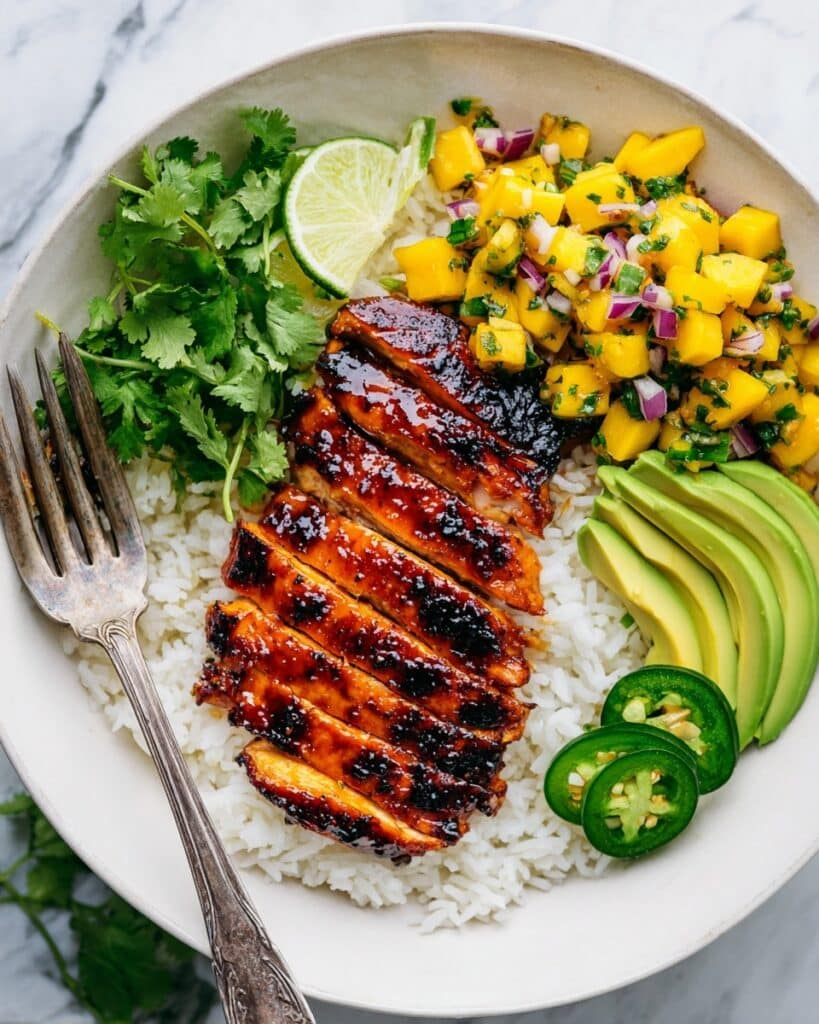 Mango Chicken with Fresh Mango Salsa and Coconut Rice Recipe
